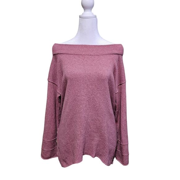 Democracy Women's Oversize Mauve Off the Shoulders Soft Sweater Size S Casual - Picture 1 of 8